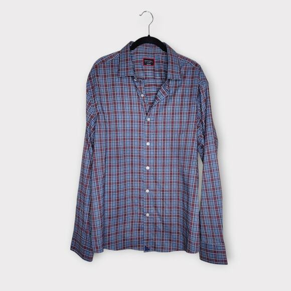 UNTUCKit Mens Plaid Button Down Shirt XL Gray Blue Red Fall Essential - Picture 2 of 7